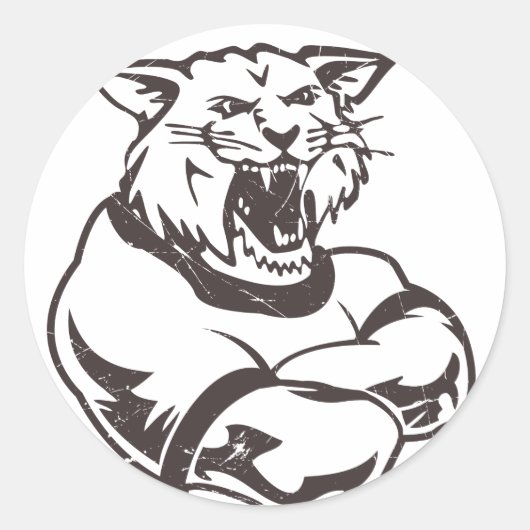 Wildcats Mascot Ronde Sticker (Voorkant)