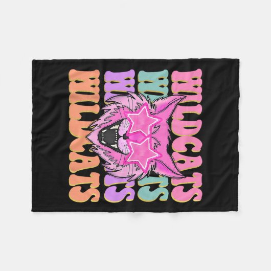 Wildcats School Mascot Fleece Deken (Voorkant (Horizontaal))