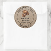 Wildcrafted biologische pecans kraft papier stijl ronde sticker (Tas)
