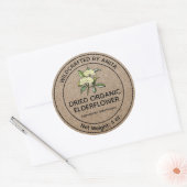Wildcrafted Gedroogde Ouderbloem Kraft Papier Stij Ronde Sticker (Envelop)