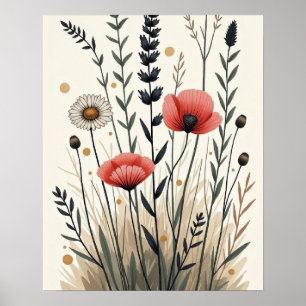 Wildcrafted Harmony – Boho Botanische Lijnkunst Poster