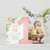 Wilde 11e verjaardag Noite Floral Pink Gold Girl Kaart (Staand voorkant)