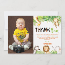 Wilde 1 1e geboorte Oerwoud Dieren Jongen Foto Bedankkaart