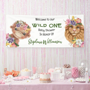 Wilde 1 1e leeuw-aapsafari-baby shower spandoek