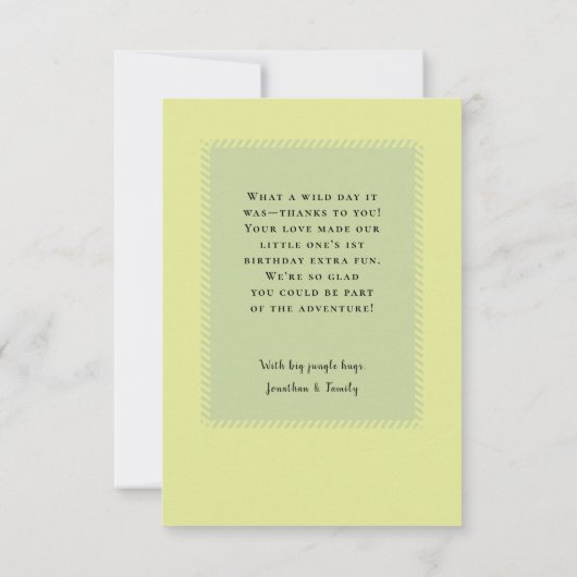 Wilde 1 1e verjaardag bedankkaart (Achterkant)