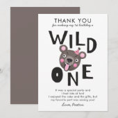 Wilde 1 1e verjaardag bedankkaart (Voorkant / Achterkant)