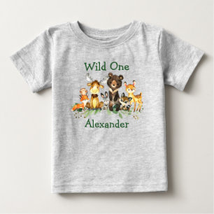 Wilde 1 1e verjaardag Bosdieren grijs