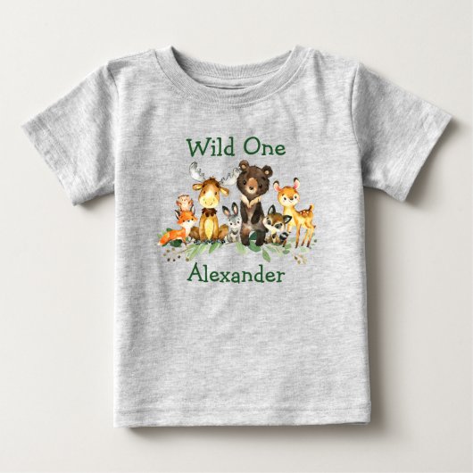 Wilde 1 1e verjaardag Bosdieren grijs (Voorkant)