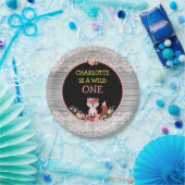 Wilde 1 1e verjaardag Cute Fox & Flowers Papieren Bordje (Feest)