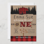 Wilde 1 1e verjaardag Flannel Little Beer Birthday Kaart (Voorkant)