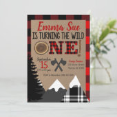 Wilde 1 1e verjaardag Flannel Lumberjack Birthday Kaart (Staand voorkant)