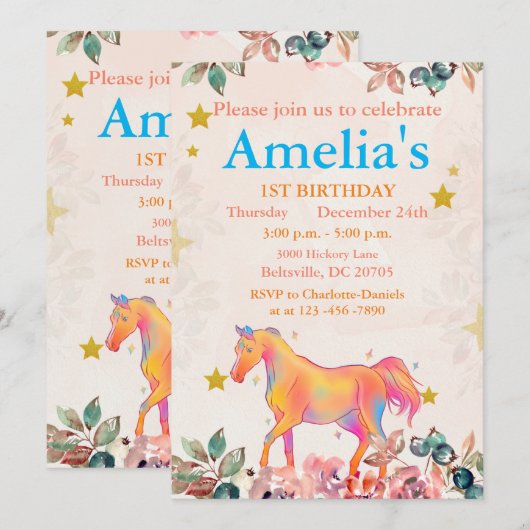 Wilde 1 1e verjaardag kaart (Voorkant / Achterkant)