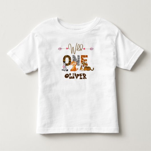 Wilde 1 1e verjaardag Oerwoud Baby Kinder Shirts (Voorkant)