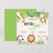 Wilde 1 1e verjaardag Oerwoud Dieren Jongen Square Kaart (Voorkant / Achterkant)