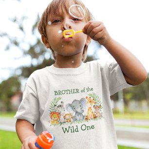 Wilde 1 1e verjaardag Safari Animals Brother T-shirt