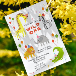 Wilde 1 1e verjaardag Safari Animals Foto Kaart