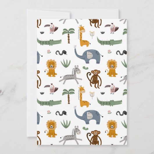 Wilde 1 1e verjaardag Safari Dieren koken Kinder Kaart (Achterkant)