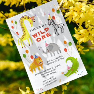 Wilde 1 1e verjaardag Safari Dieren koken Kinder Kaart