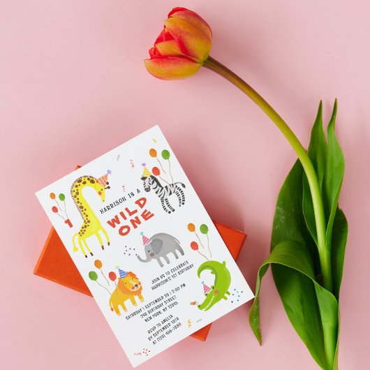 Wilde 1 1e verjaardag Safari Dieren koken Kinder Kaart