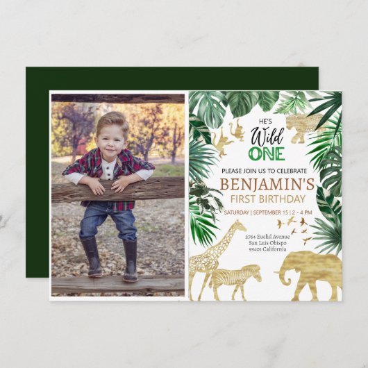 Wilde 1 1e verjaardag Safari Kaart (Voorkant / Achterkant)