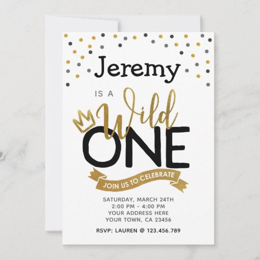 Wilde 1 1e verjaardag Uitnodiging (Voorkant)