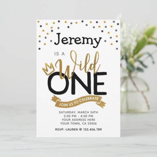 Wilde 1 1e verjaardag Uitnodiging (Staand voorkant)