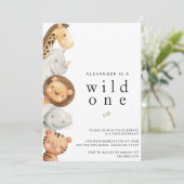 Wilde 1 1e verjaardag Uitnodiging (Staand voorkant)
