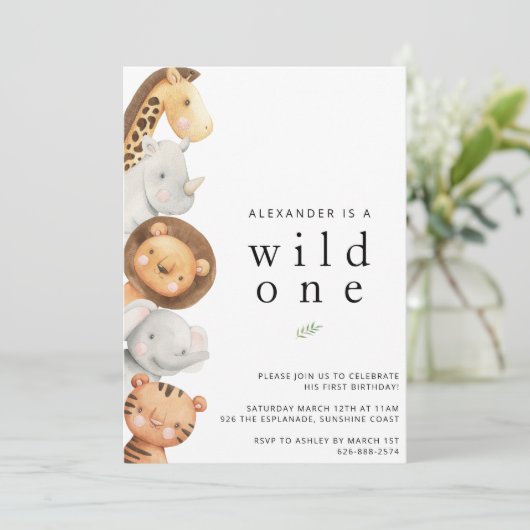 Wilde 1 1e verjaardag Uitnodiging (Staand voorkant)