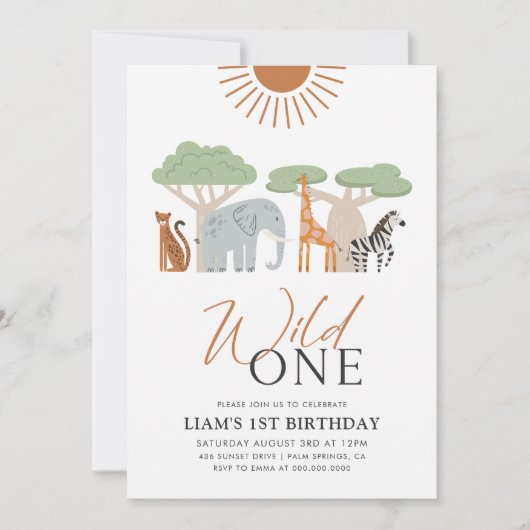 Wilde 1 1e verjaardag Uitnodiging (Voorkant)