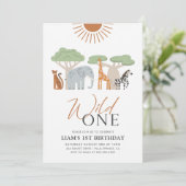 Wilde 1 1e verjaardag Uitnodiging (Staand voorkant)