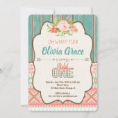 Wilde 1 1e verjaardag uitnodiging meisje tribal bo (Voorkant)