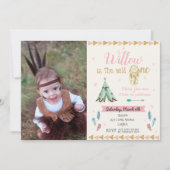 Wilde 1 1e verjaardag van het meisje uit de roze s kaart (Voorkant)