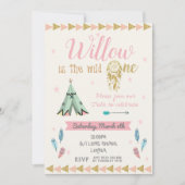 Wilde 1 1e verjaardag van het meisje uit de roze s kaart (Voorkant)