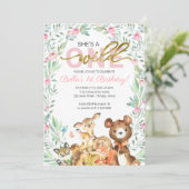 Wilde 1 1e verjaardag Woodlanddieren Kaart (Staand voorkant)