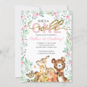 Wilde 1 1e verjaardag Woodlanddieren Kaart