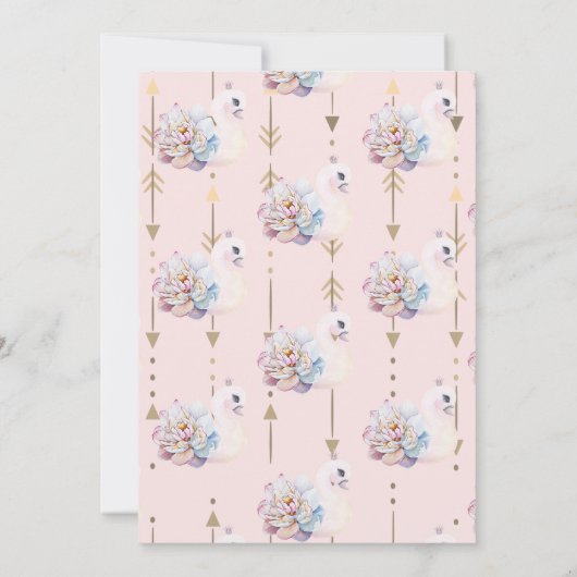 Wilde 1, Arrows, Flower Swan First Birthday Kaart (Achterkant)