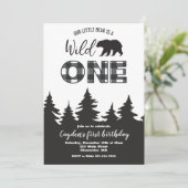 Wilde 1 Beer buffel eerste geboorte-invitatie Kaart (Staand voorkant)