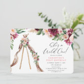 Wilde 1 boho rustige meisje 1 verjaardag kaart (Staand voorkant)