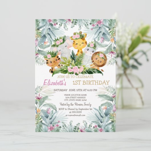 Wilde 1 Dieren Tropische Floral 1 september Kaart (Staand voorkant)