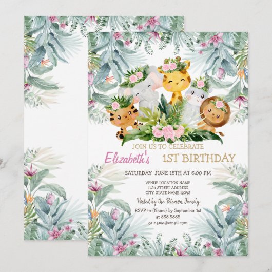 Wilde 1 Dieren Tropische Floral 1 september Kaart (Voorkant / Achterkant)