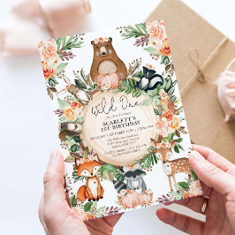 Wilde 1 Herfst Floral Woodland Animals 1e verjaard Kaart