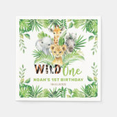 Wilde 1 Oerwoud Dieren Greenery 1e verjaardag Servet (Voorkant)