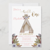 Wilde 1, pijlen, tent, bloemen eerste verjaardag kaart (Voorkant)
