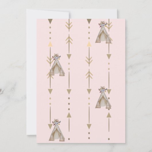 Wilde 1, pijlen, tent, bloemen eerste verjaardag kaart (Achterkant)