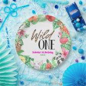 Wilde 1 tropisch dier 1e verjaardag papieren bordje (Feest)