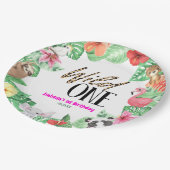 Wilde 1 tropisch dier 1e verjaardag papieren bordje (Gekanteld)