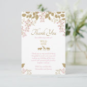 Wilde 1 verjaardag Roze Gold Hartelijk dank Bedankkaart (Staand voorkant)