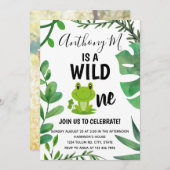 Wilde 1-vriendelijke kikker, 1-geboortedag kaart (Voorkant / Achterkant)