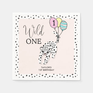 wilde   3D Leopard Balloon Girl's 1st Birthday Servet