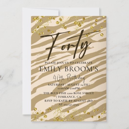Wilde 40e verjaardag 40e gouduitnodiging kaart (Voorkant)